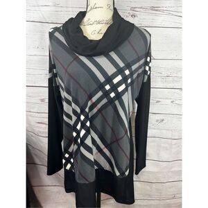 Michael Tyler Plaid Cowl Neck Long Sleeve Tunic Top Women's‎ M